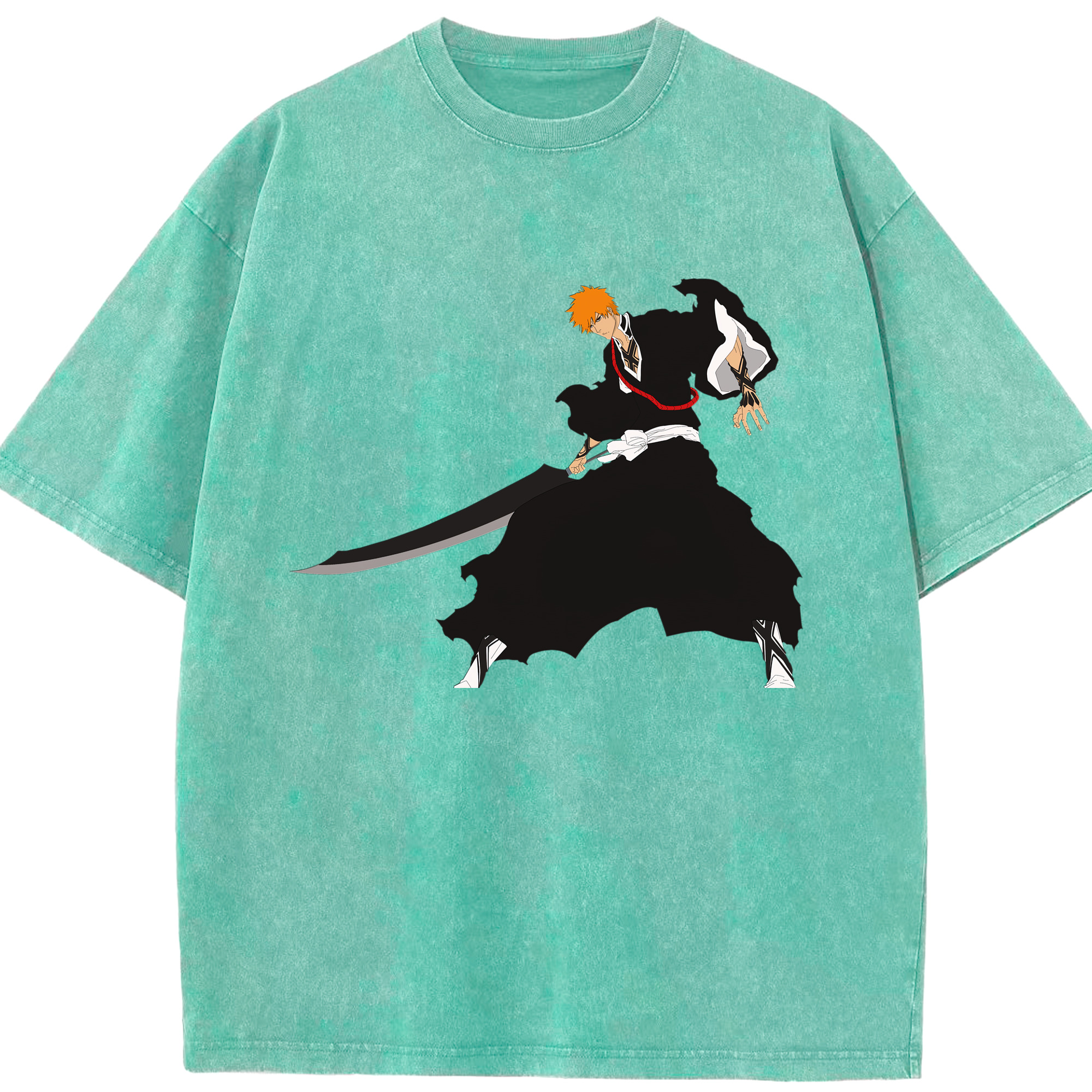 （画像用） ブリーチ 黒崎一護（くろさき いちご）BLEACH Kurosaki Ichigo 綿100% ヴィンテージ風 半袖Tシャツ（フロントプリント）
